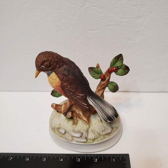 Vintage Gorham Porcelain Red Robin Bird Figurine Music Box Made in Japan Pottery - Picture 8 of 8